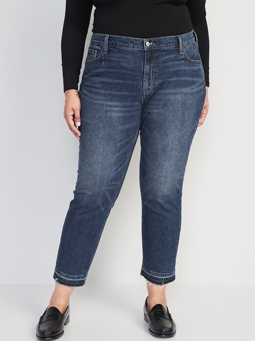 Old Navy Dark Blue Mid-Rise Boyfriend Cropped Plus-Size Jeans